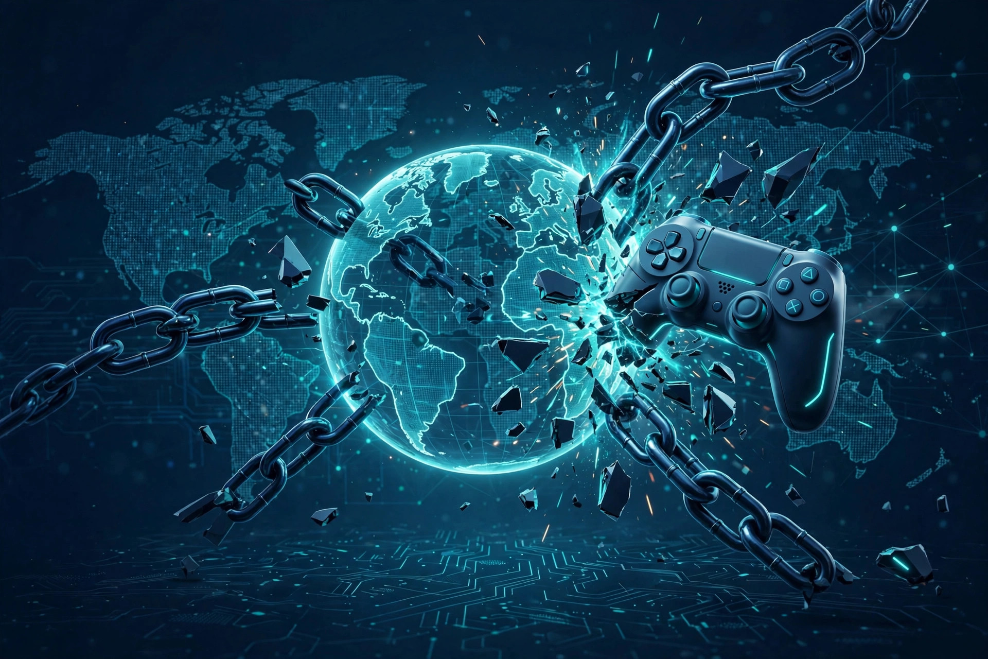 Globe with game controller breaking region locks