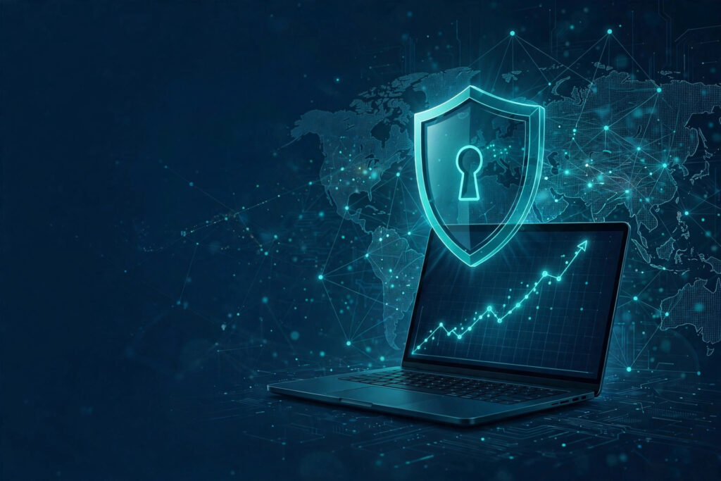 Rising price chart blocked by a VPN shield