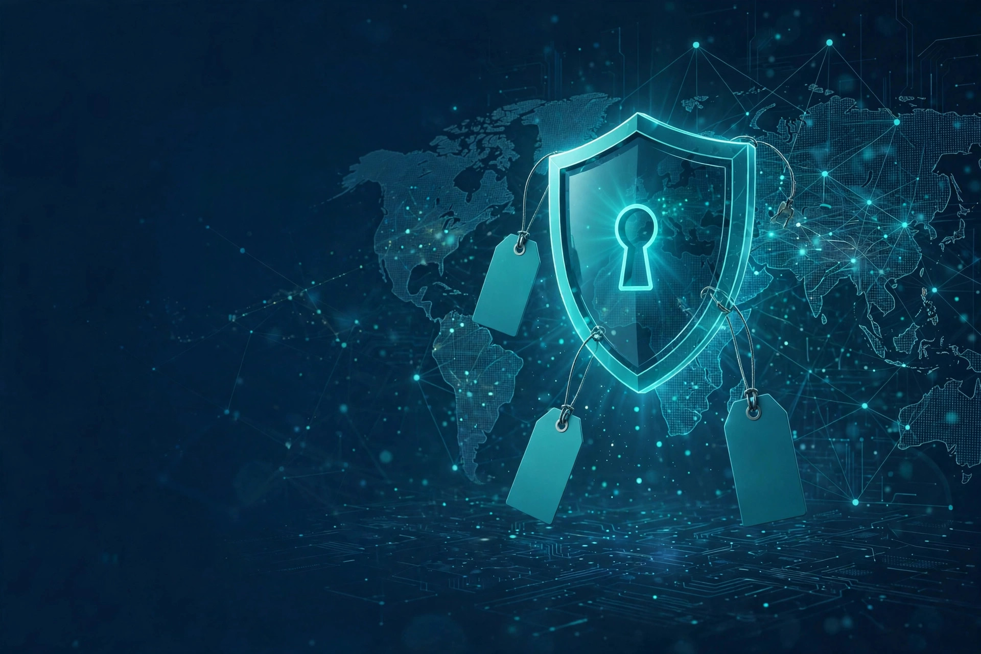 Price tags with low prices on a VPN shield