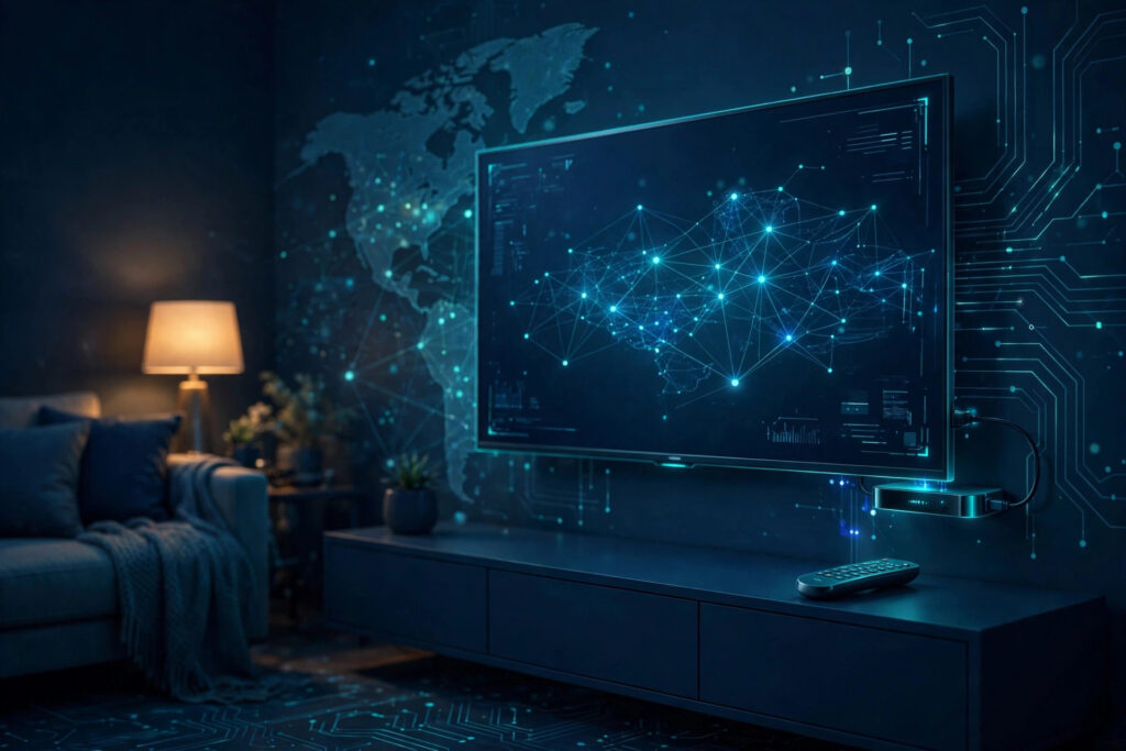Smart TV with streaming stick and VPN protection